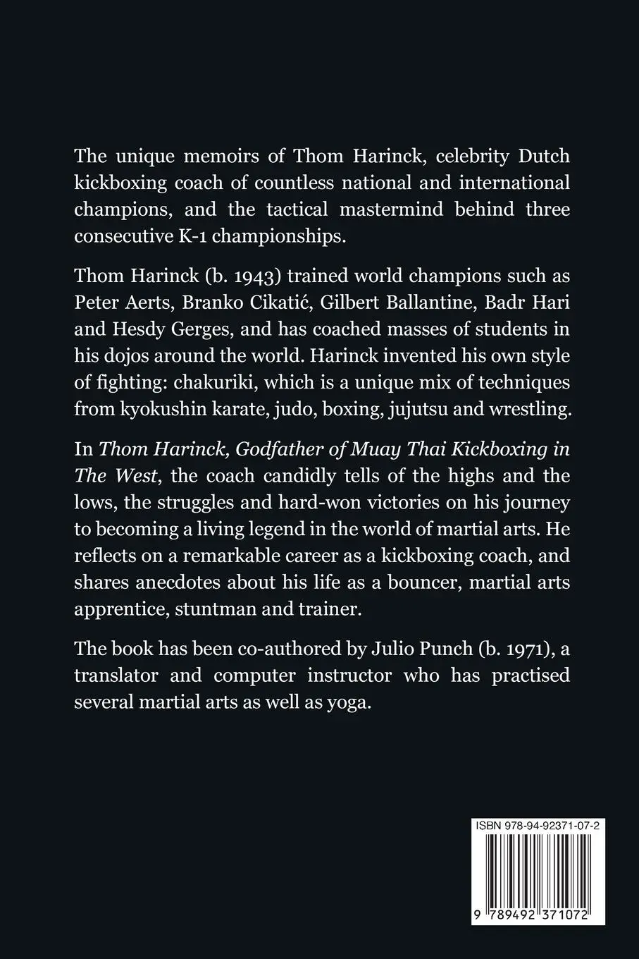 Rückseite: 9789492371072 | Thom Harinck | Godfather of Muay Thai Kickboxing in the West | Buch