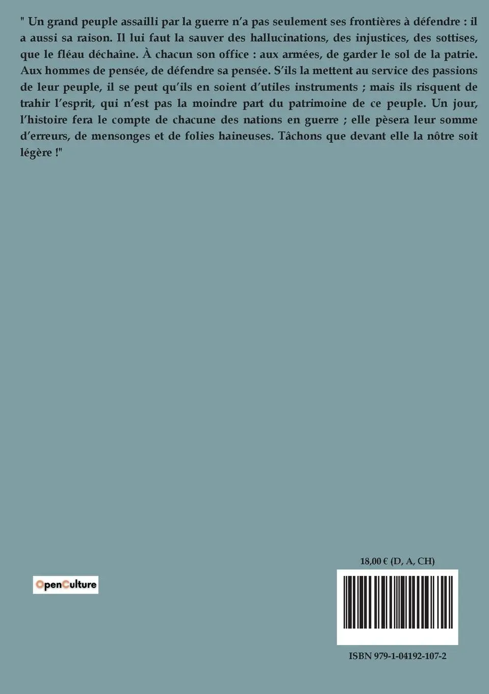 Rückseite: 9791041921072 | Au-dessus de la mêlée | Romain Rolland | Taschenbuch | Paperback