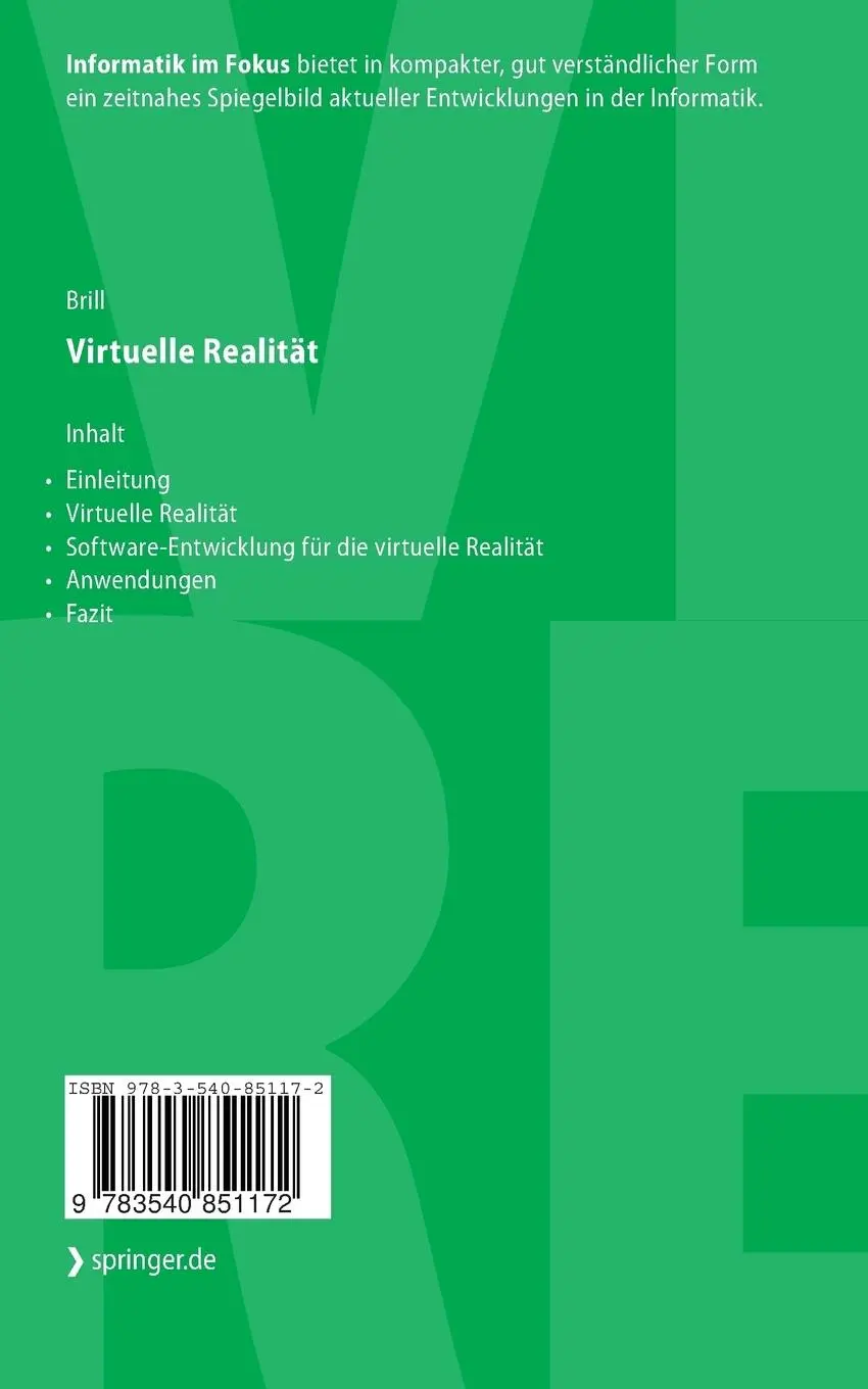 Rückseite: 9783540851172 | Virtuelle Realität | Manfred Brill | Taschenbuch | Deutsch | 2008
