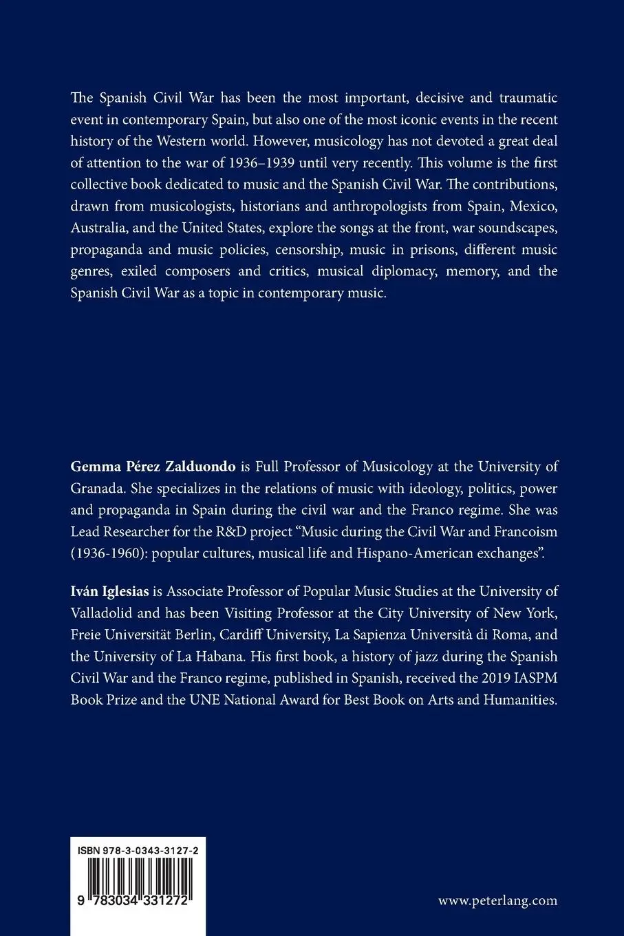 Rückseite: 9783034331272 | Music and the Spanish Civil War | Iván Iglesias (u. a.) | Taschenbuch
