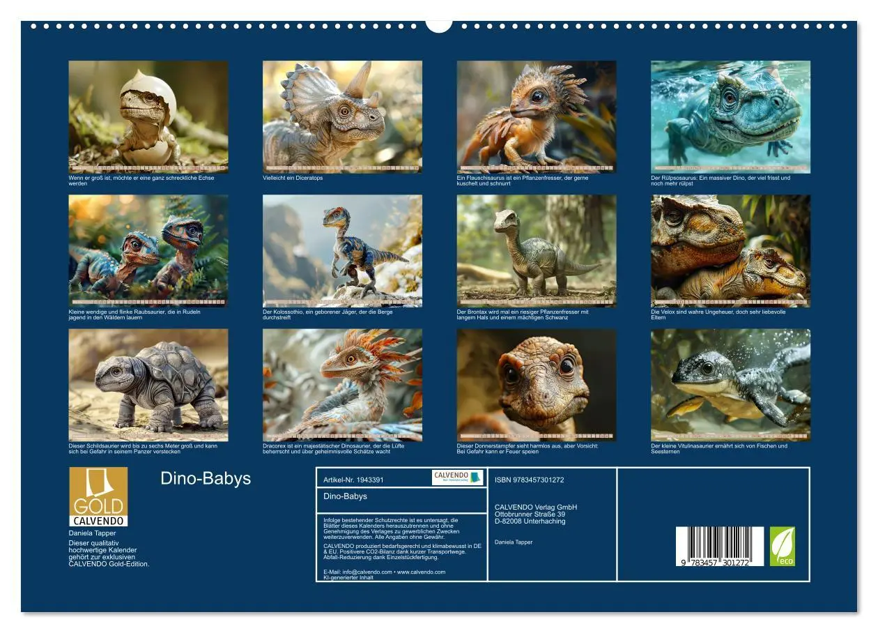 Bild: 9783457301272 | Dino-Babys (hochwertiger Premium Wandkalender 2026 DIN A2 quer),...