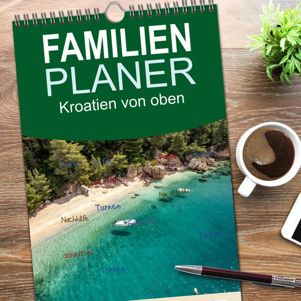 Bild: 9783516491272 | Familienplaner 2026 - Kroatien von oben mit 5 Spalten...