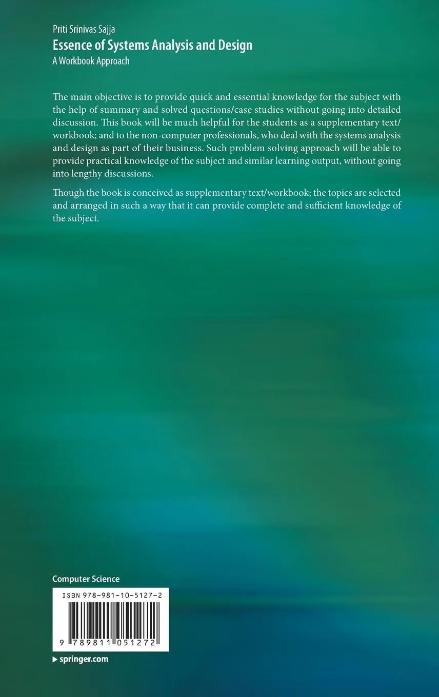 Rückseite: 9789811051272 | Essence of Systems Analysis and Design | A Workbook Approach | Sajja