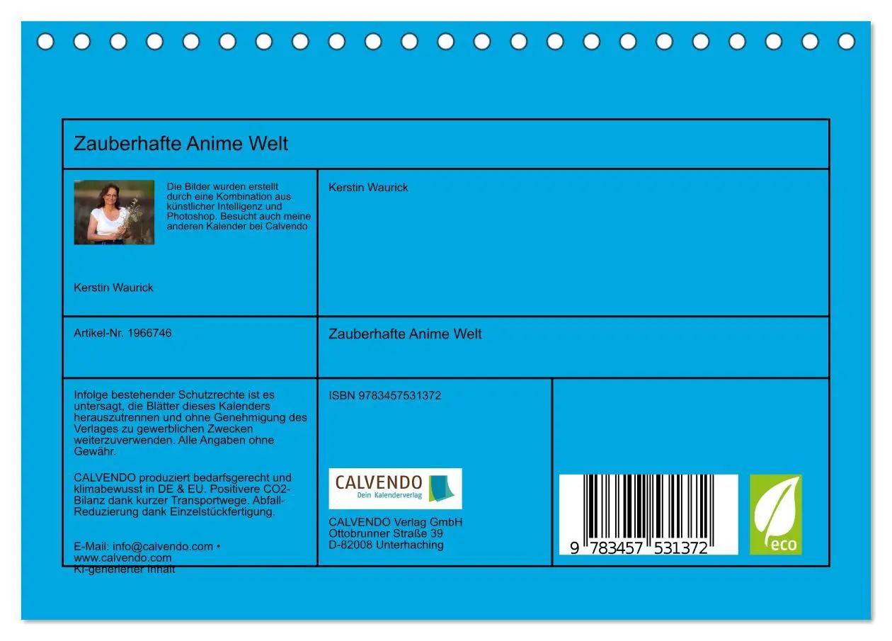 Bild: 9783457531372 | Zauberhafte Anime Welt (Tischkalender 2026 DIN A5 quer), CALVENDO...