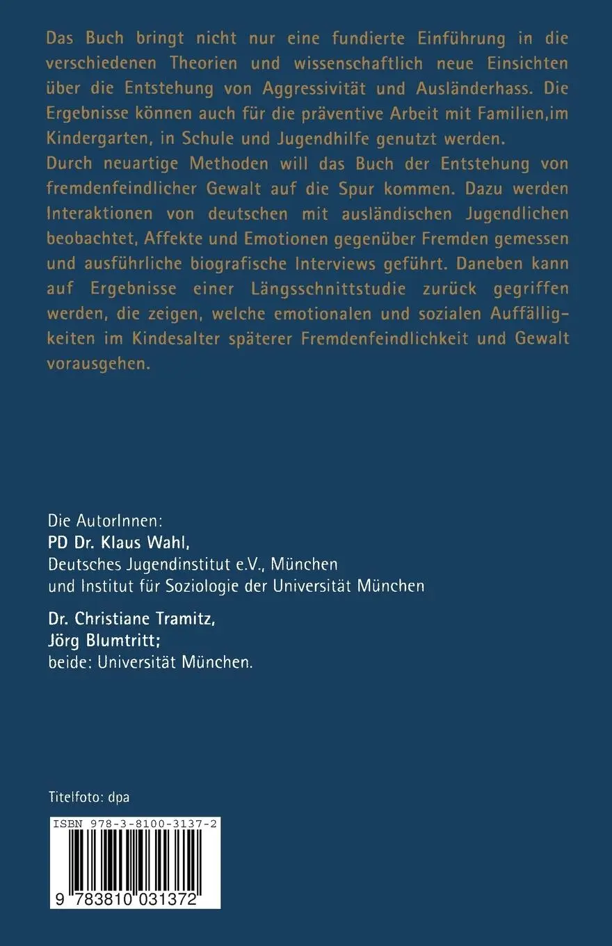 Rückseite: 9783810031372 | Fremdenfeindlichkeit | Auf den Spuren extremer Emotionen | Taschenbuch