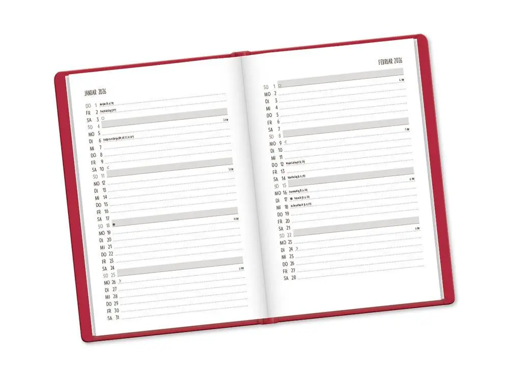Bild: 9783986361372 | Terminplaner Lederlook 2026 Rot | Terminplaner Lederlook A6 | Original