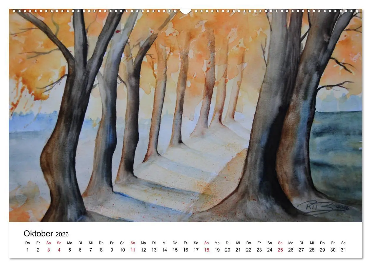 Bild: 9783457761472 | Landschafts-Aquarelle 2026 Roswita Ilona Baumann (hochwertiger...