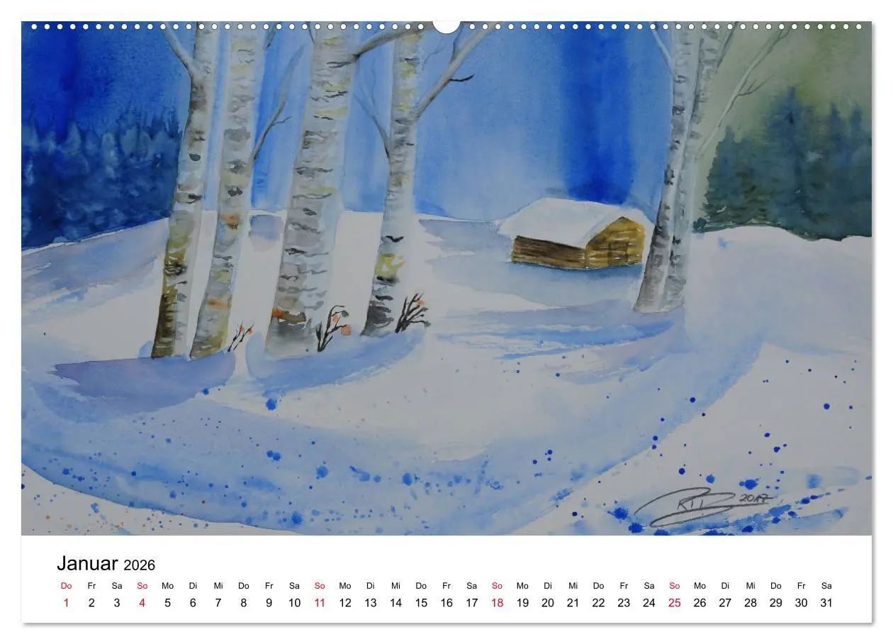 Bild: 9783457761472 | Landschafts-Aquarelle 2026 Roswita Ilona Baumann (hochwertiger...