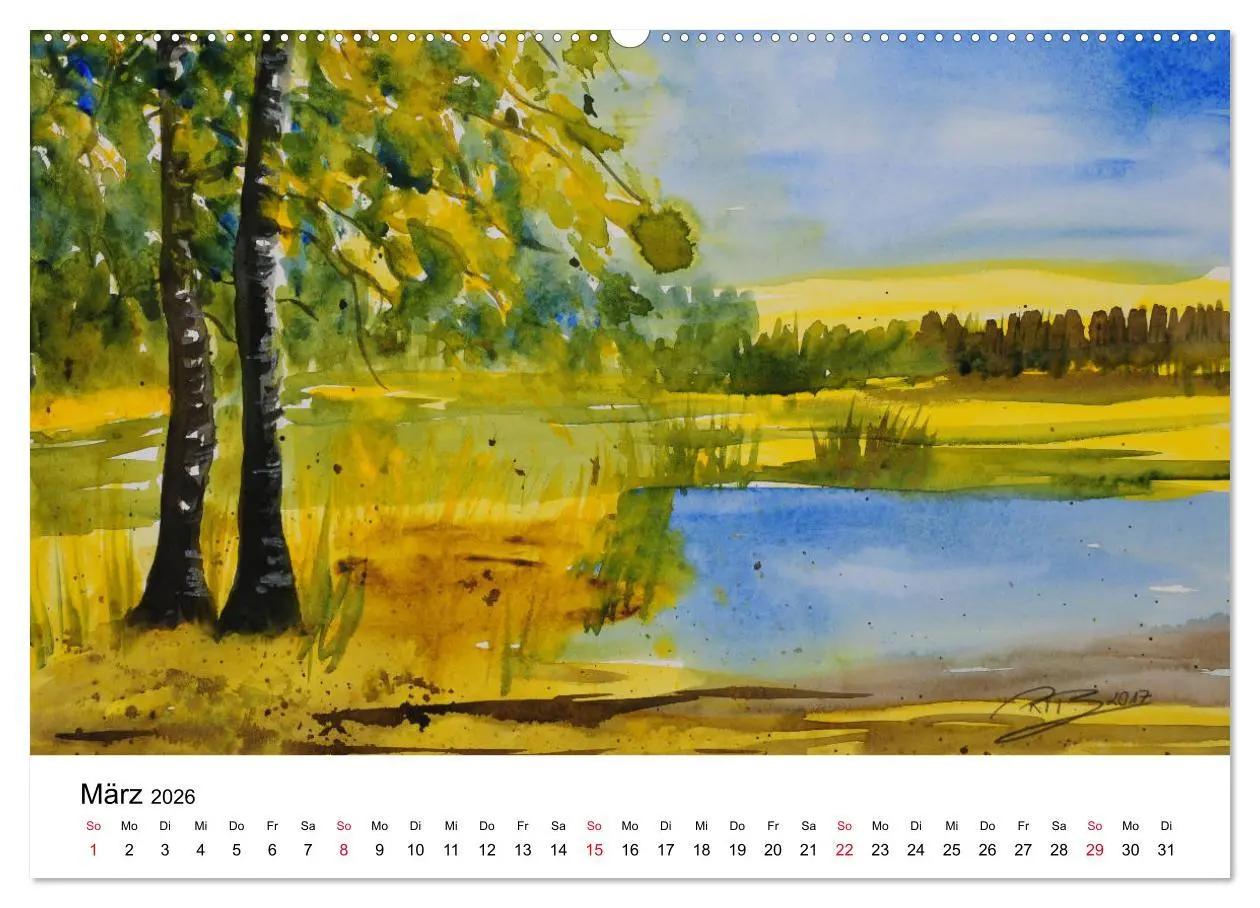 Bild: 9783457761472 | Landschafts-Aquarelle 2026 Roswita Ilona Baumann (hochwertiger...