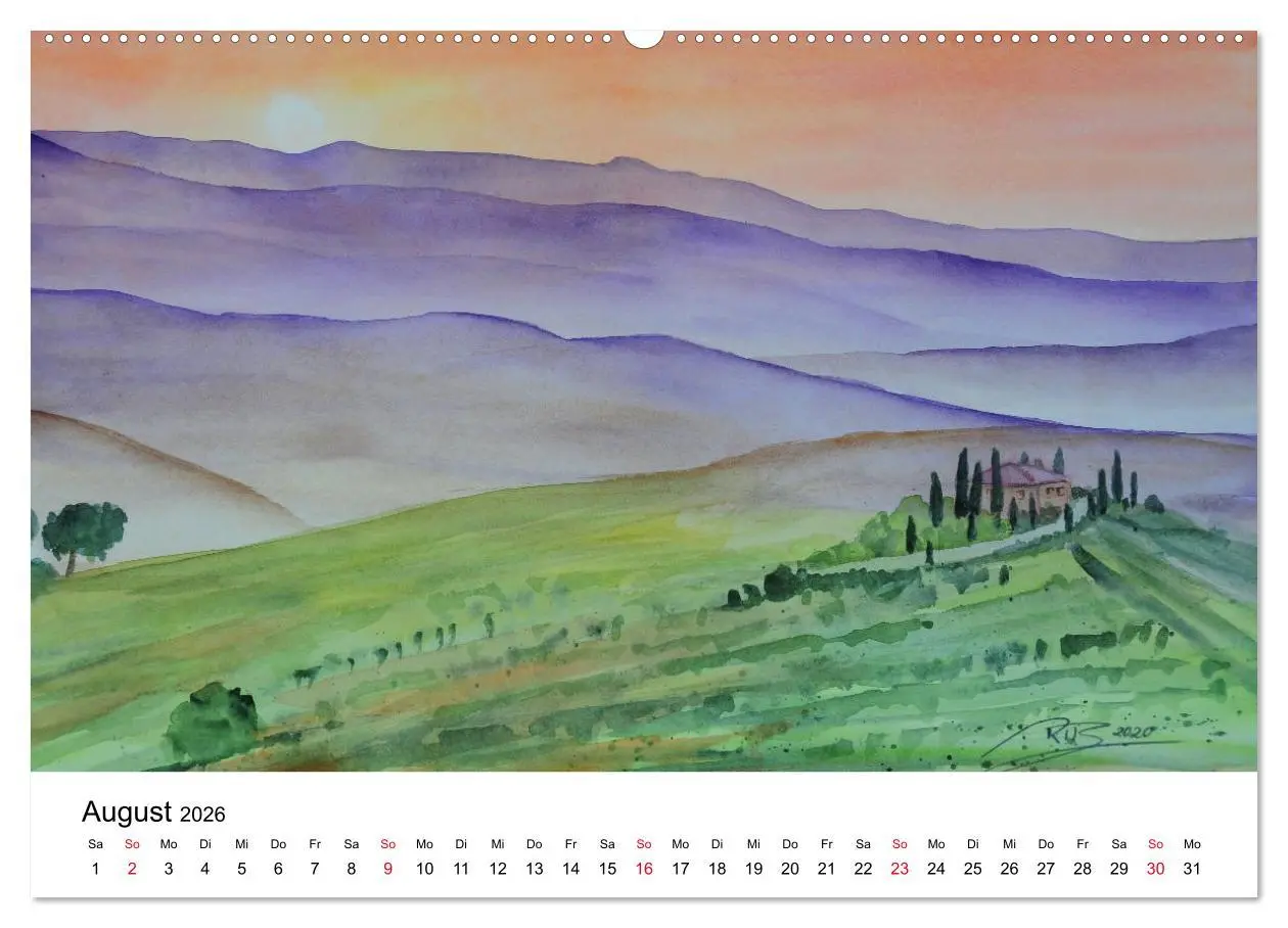 Bild: 9783457761472 | Landschafts-Aquarelle 2026 Roswita Ilona Baumann (hochwertiger...