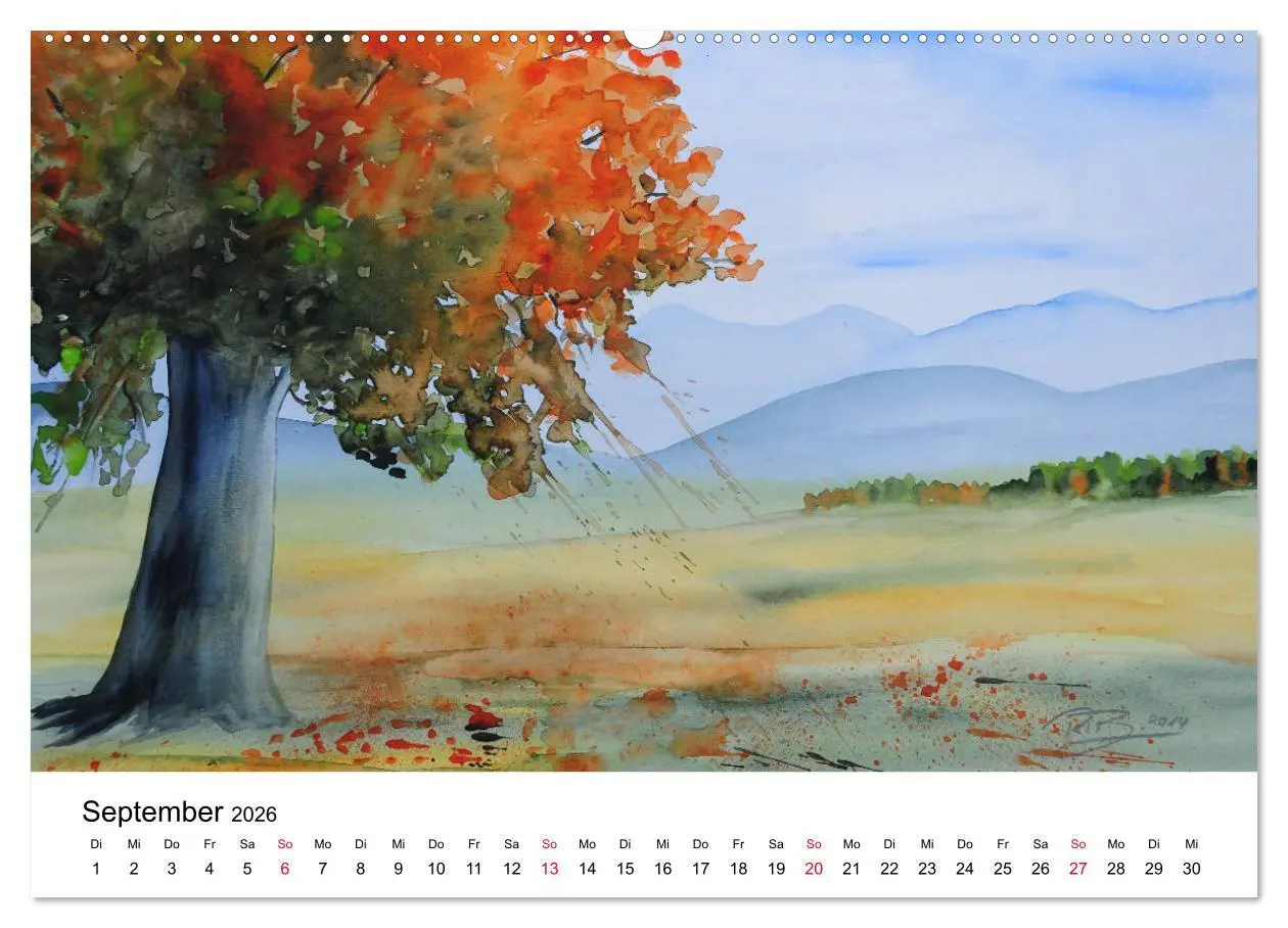 Bild: 9783457761472 | Landschafts-Aquarelle 2026 Roswita Ilona Baumann (hochwertiger...