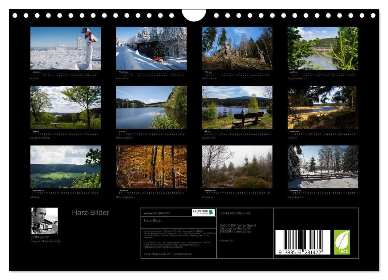 Bild: 9783516231472 | Harz-Bilder (Wandkalender 2026 DIN A4 quer), CALVENDO Monatskalender