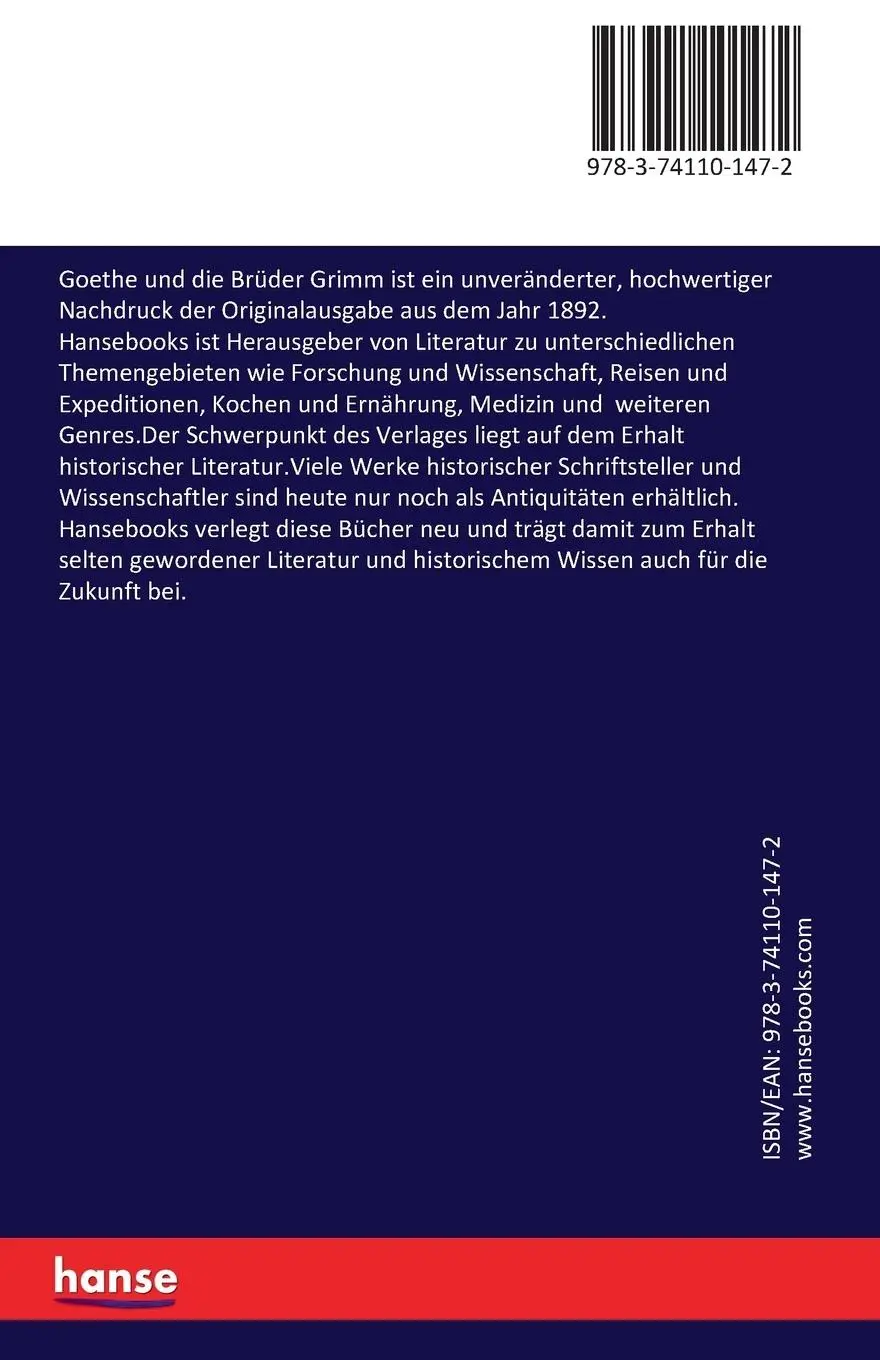 Rückseite: 9783741101472 | Goethe und die Brüder Grimm | Reinhold Steig | Taschenbuch | 280 S.