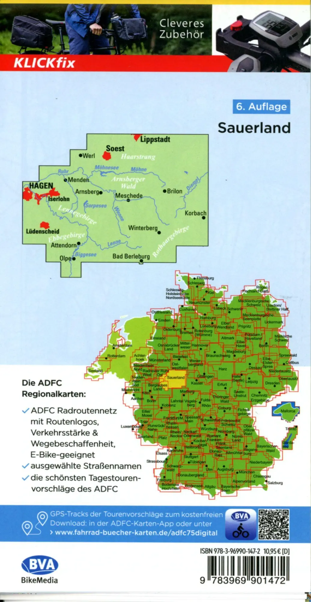 Bild: 9783969901472 | ADFC-Regionalkarte Sauerland mit Tagestouren-Vorschlägen, 1:75.000,...