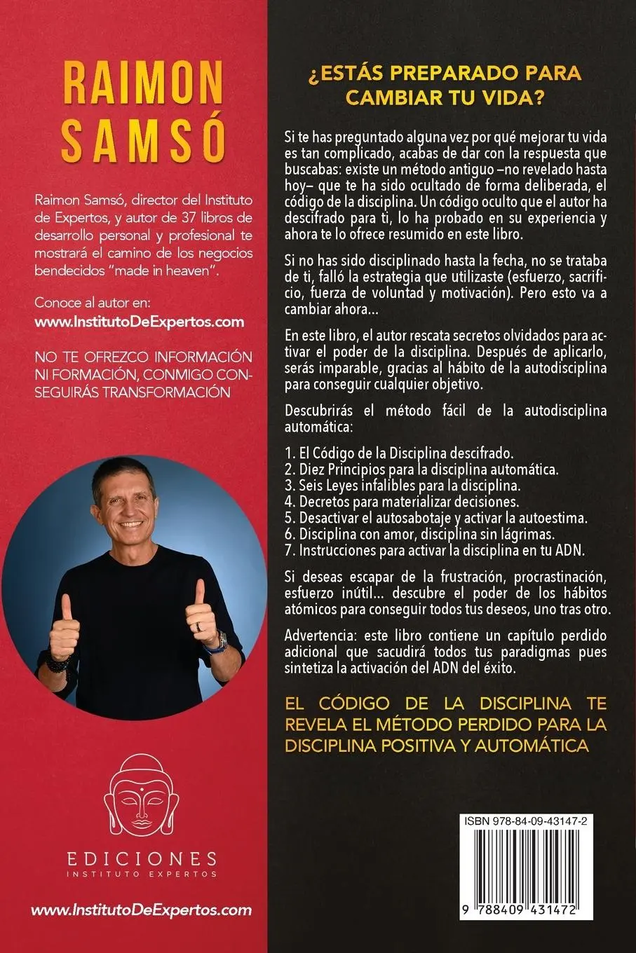 Rückseite: 9788409431472 | El Código de la disciplina | Más autoestima y menos autosabotaje