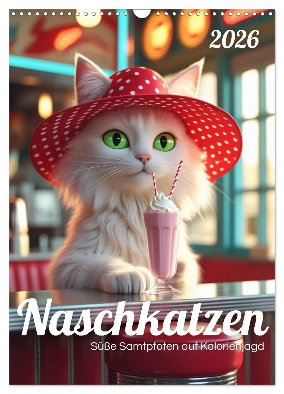 Cover: 9783457751572 | Naschkatzen - Süße Samtpfoten auf Kalorienjagd (Wandkalender 2026...