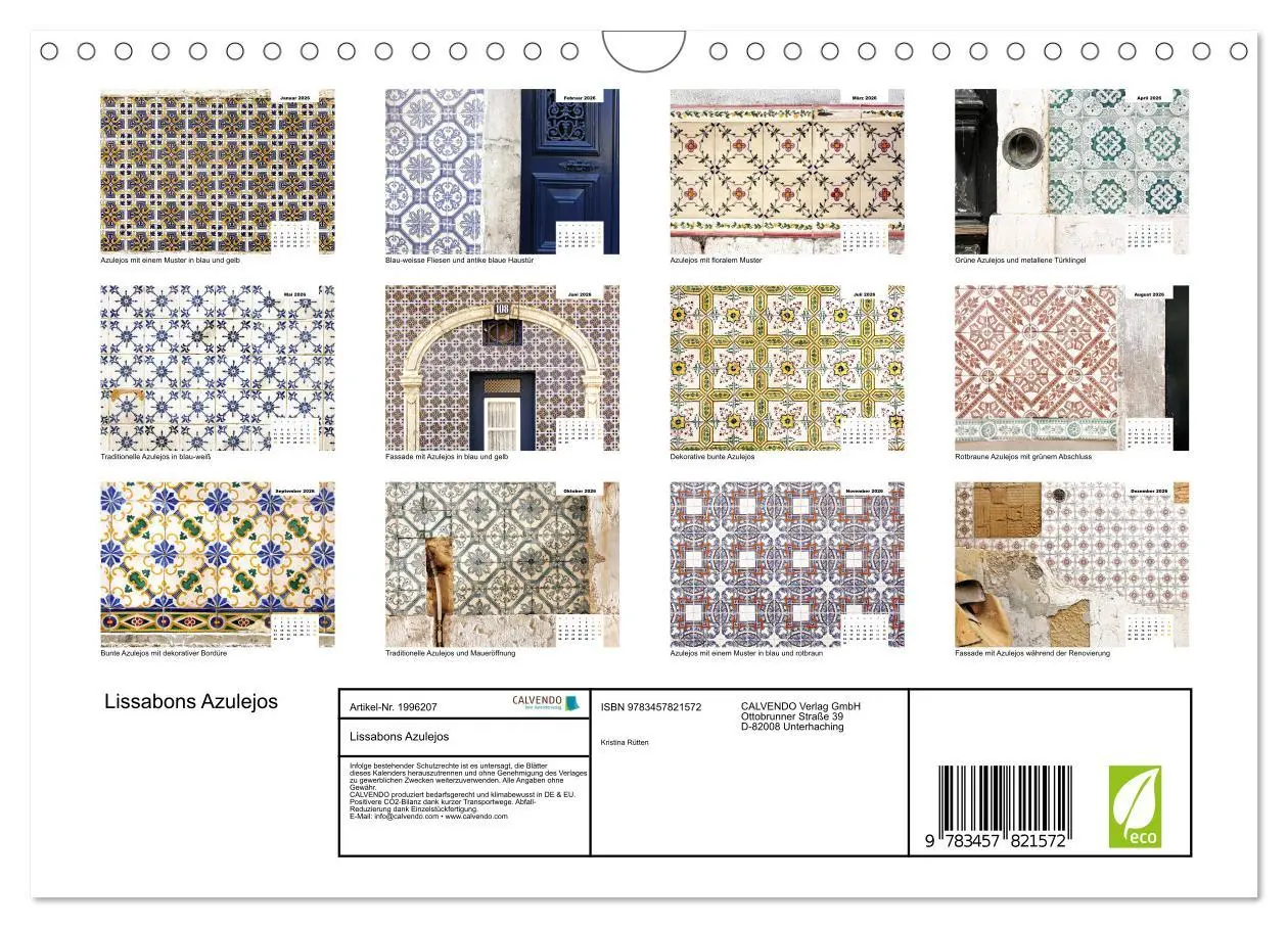 Bild: 9783457821572 | Lissabons Azulejos (Wandkalender 2026 DIN A4 quer), CALVENDO...