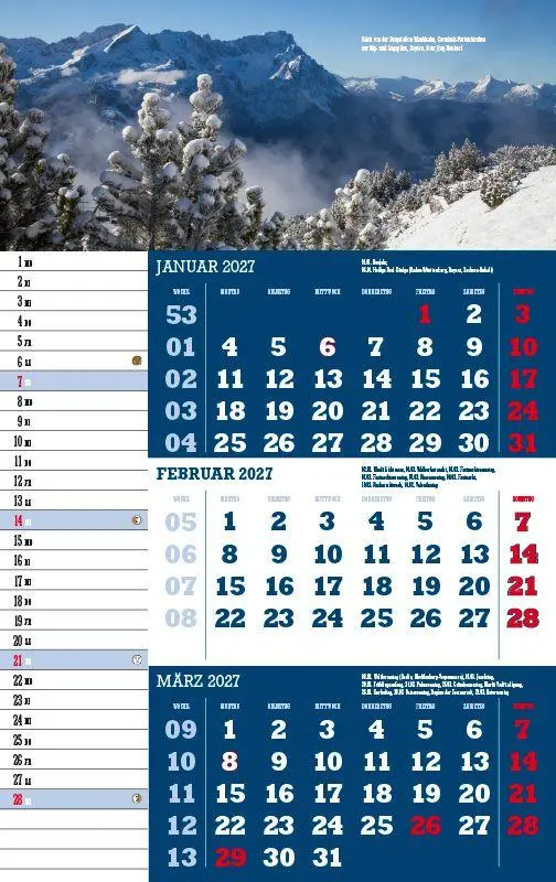 Bild: 9783957561572 | 3-Monatskalender Deutschland 2027 | Jörg Neubert | Kalender | Deutsch