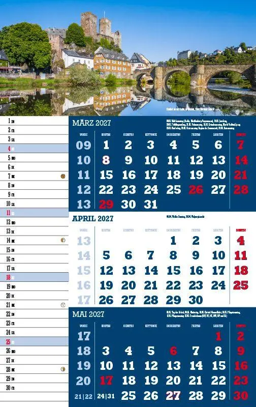 Bild: 9783957561572 | 3-Monatskalender Deutschland 2027 | Jörg Neubert | Kalender | Deutsch
