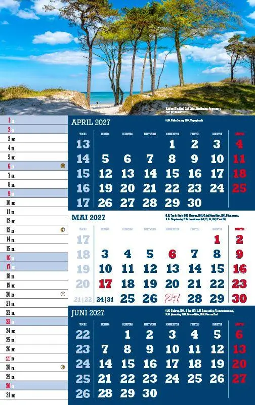 Bild: 9783957561572 | 3-Monatskalender Deutschland 2027 | Jörg Neubert | Kalender | Deutsch