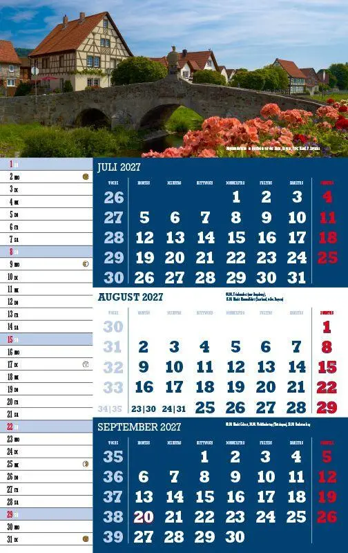 Bild: 9783957561572 | 3-Monatskalender Deutschland 2027 | Jörg Neubert | Kalender | Deutsch
