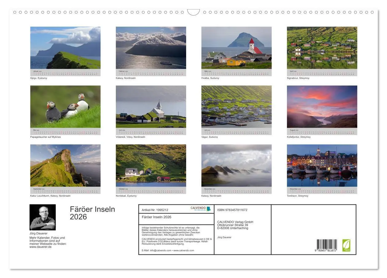 Bild: 9783457811672 | Färöer Inseln 2026 (Wandkalender 2026 DIN A2 quer), CALVENDO...