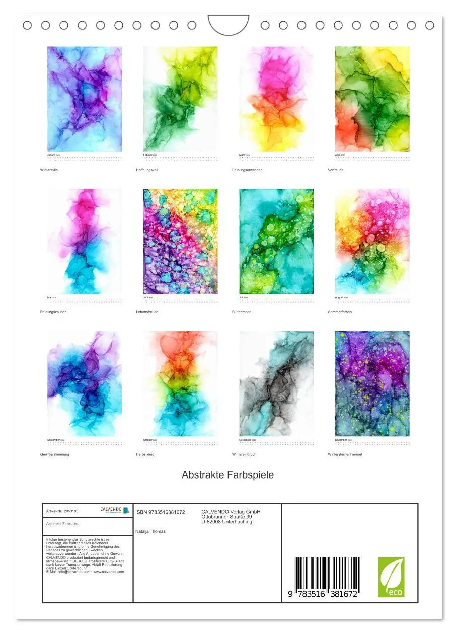 Bild: 9783516381672 | Abstrakte Farbspiele (Wandkalender 2026 DIN A4 hoch), CALVENDO...