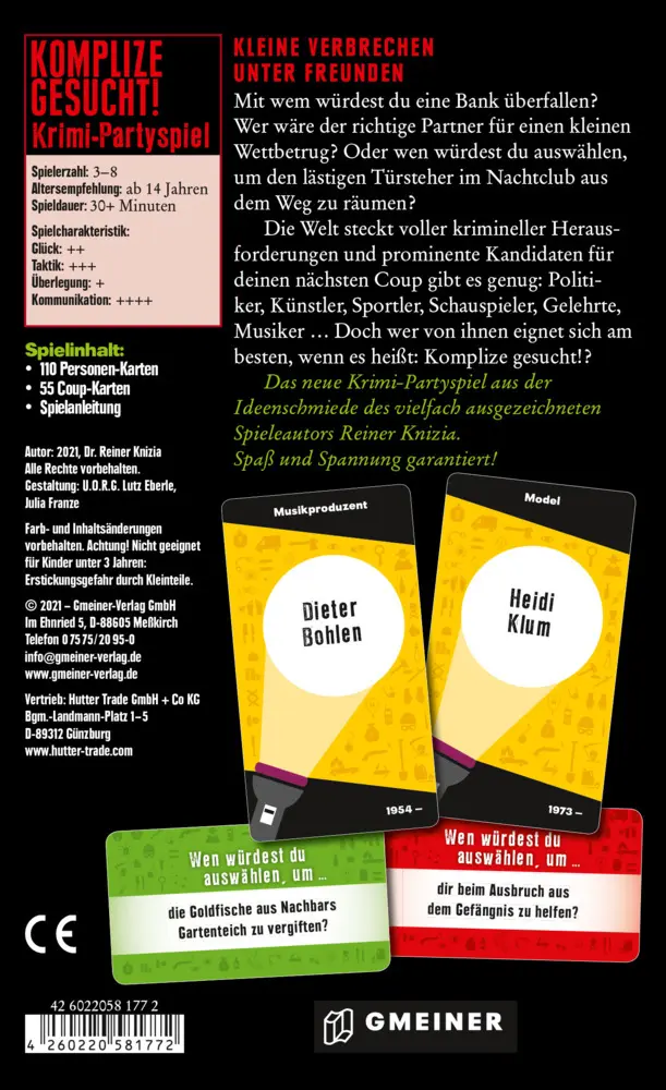 Bild: 4260220581772 | Komplize gesucht! | Kleine Verbrechen unter Freunden. Krimi-Partyspiel