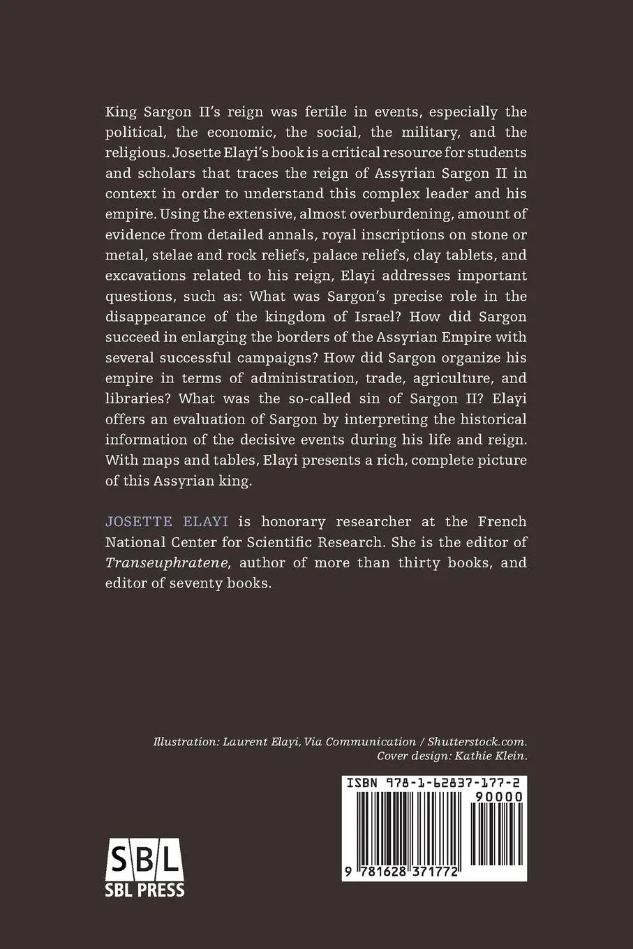 Rückseite: 9781628371772 | Sargon II, King of Assyria | Josette Elayi | Taschenbuch | Englisch