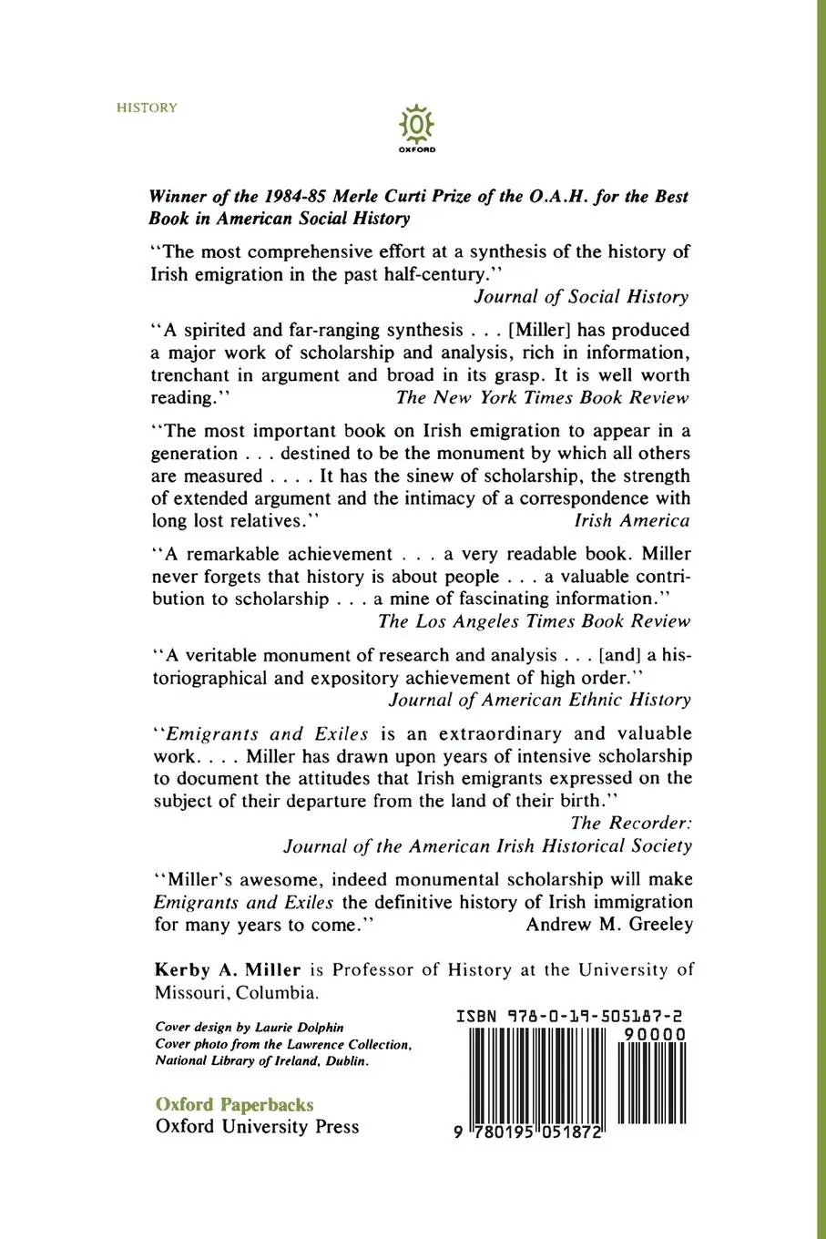 Rückseite: 9780195051872 | Emigrants and Exiles | Kerby A. Miller | Taschenbuch | Englisch | 1988