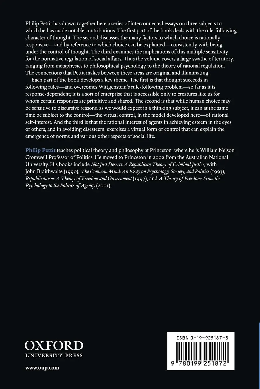 Rückseite: 9780199251872 | Rules, Reasons, and Norms | Selected Essays | Philip Pettit | Buch