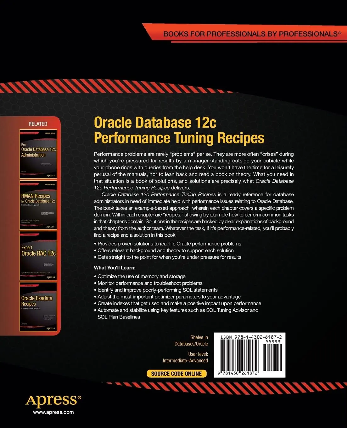 Rückseite: 9781430261872 | Oracle Database 12c Performance Tuning Recipes | Sam Alapati (u. a.)