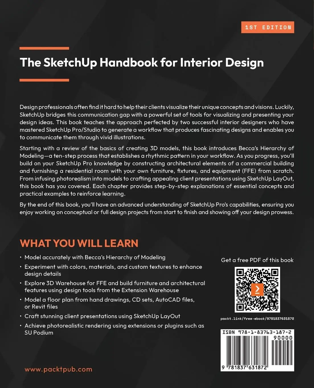 Rückseite: 9781837631872 | The SketchUp Handbook for Interior Design | Rebecca Terpstra (u. a.)
