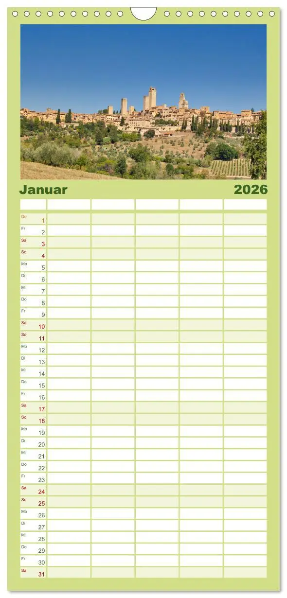 Bild: 9783516501872 | Familienplaner 2026 - Impressionen aus San Gimignano mit 5 Spalten...