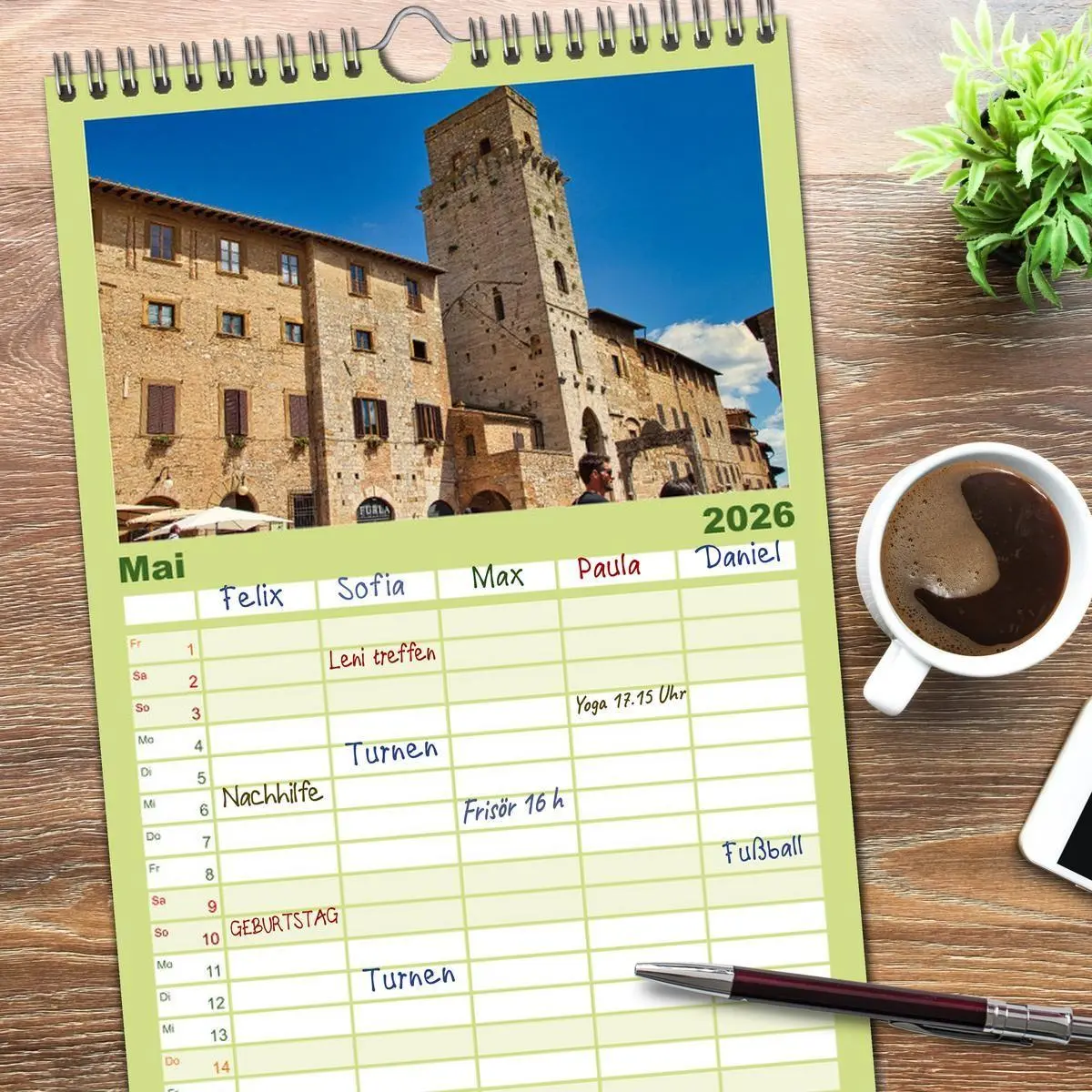 Bild: 9783516501872 | Familienplaner 2026 - Impressionen aus San Gimignano mit 5 Spalten...