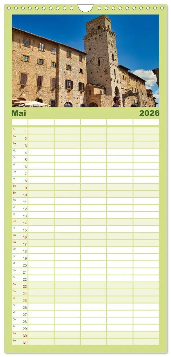 Bild: 9783516501872 | Familienplaner 2026 - Impressionen aus San Gimignano mit 5 Spalten...
