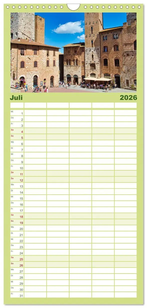 Bild: 9783516501872 | Familienplaner 2026 - Impressionen aus San Gimignano mit 5 Spalten...