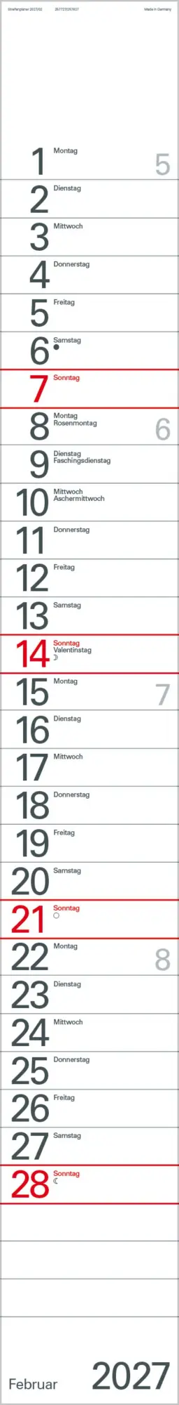 Bild: 9783819301872 | Streifenplaner Blau 2027 | Verlag Korsch | Kalender | 12 S. | Deutsch
