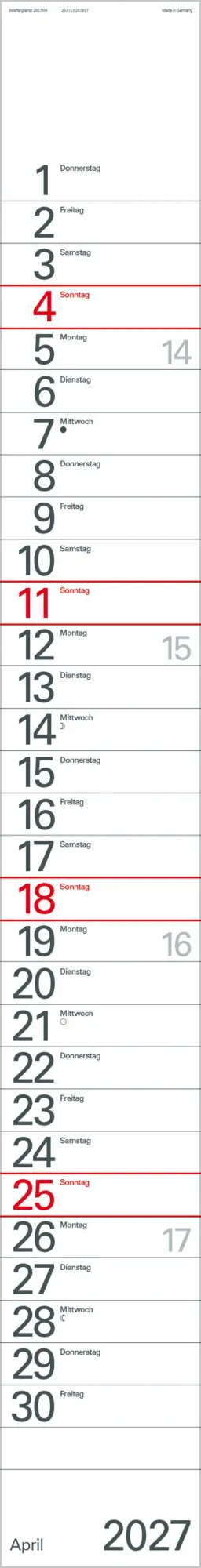 Bild: 9783819301872 | Streifenplaner Blau 2027 | Verlag Korsch | Kalender | 12 S. | Deutsch