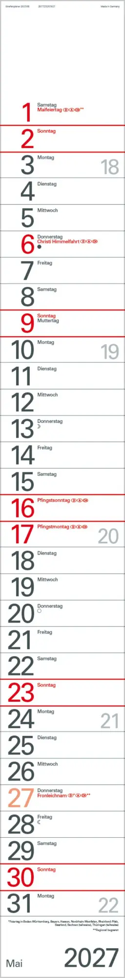 Bild: 9783819301872 | Streifenplaner Blau 2027 | Verlag Korsch | Kalender | 12 S. | Deutsch