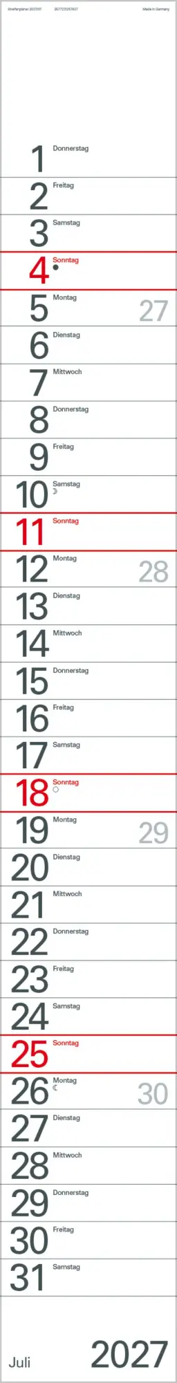 Bild: 9783819301872 | Streifenplaner Blau 2027 | Verlag Korsch | Kalender | 12 S. | Deutsch