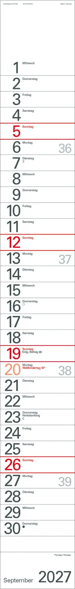 Bild: 9783819301872 | Streifenplaner Blau 2027 | Verlag Korsch | Kalender | 12 S. | Deutsch