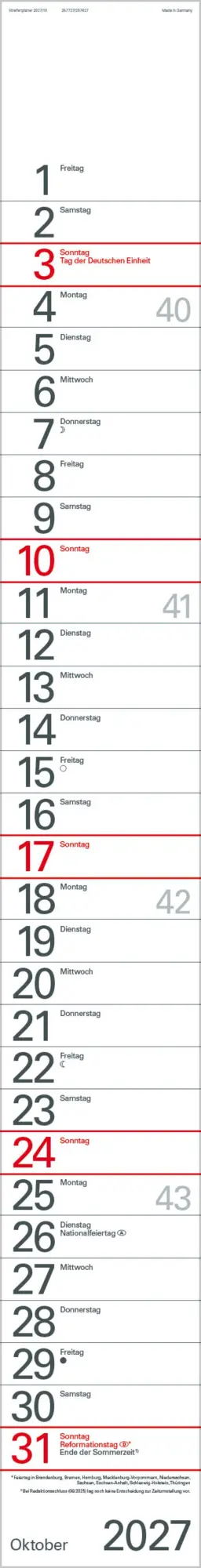 Bild: 9783819301872 | Streifenplaner Blau 2027 | Verlag Korsch | Kalender | 12 S. | Deutsch