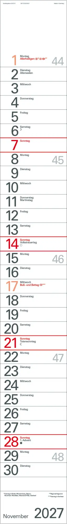 Bild: 9783819301872 | Streifenplaner Blau 2027 | Verlag Korsch | Kalender | 12 S. | Deutsch