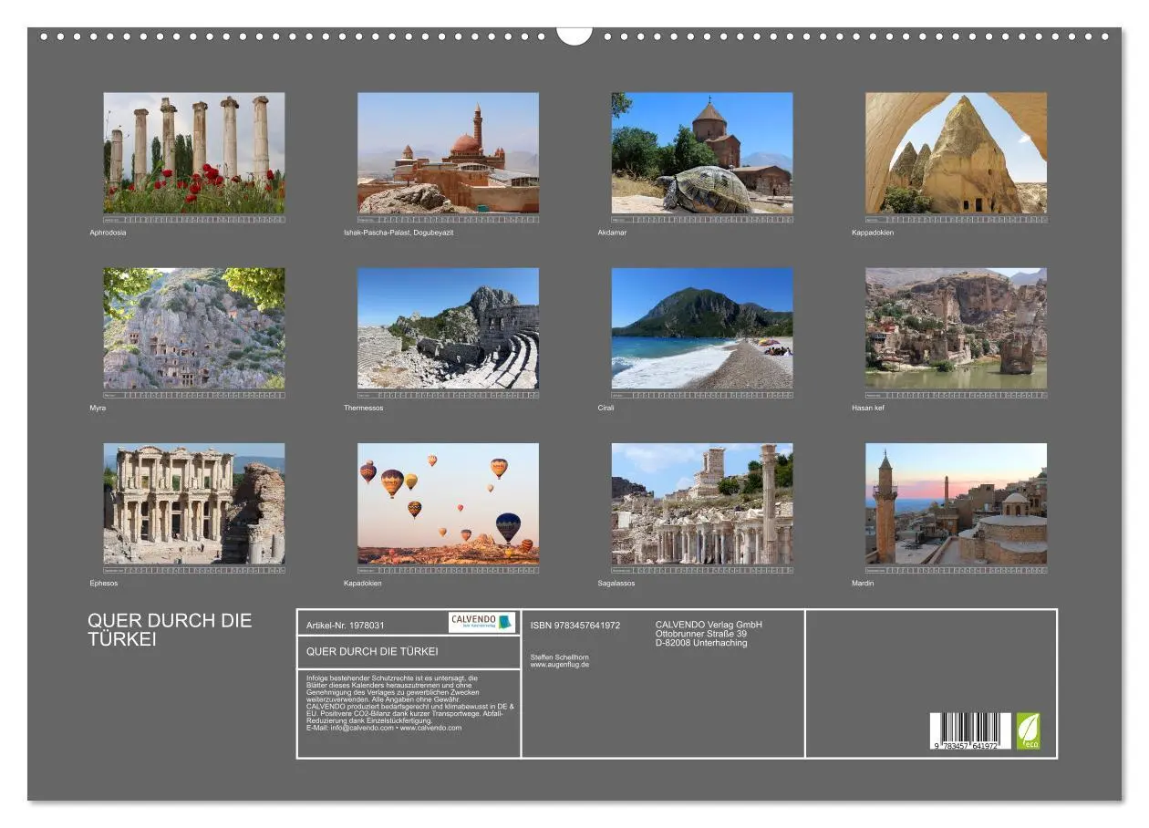 Bild: 9783457641972 | QUER DURCH DIE TÜRKEI (Wandkalender 2026 DIN A2 quer), CALVENDO...