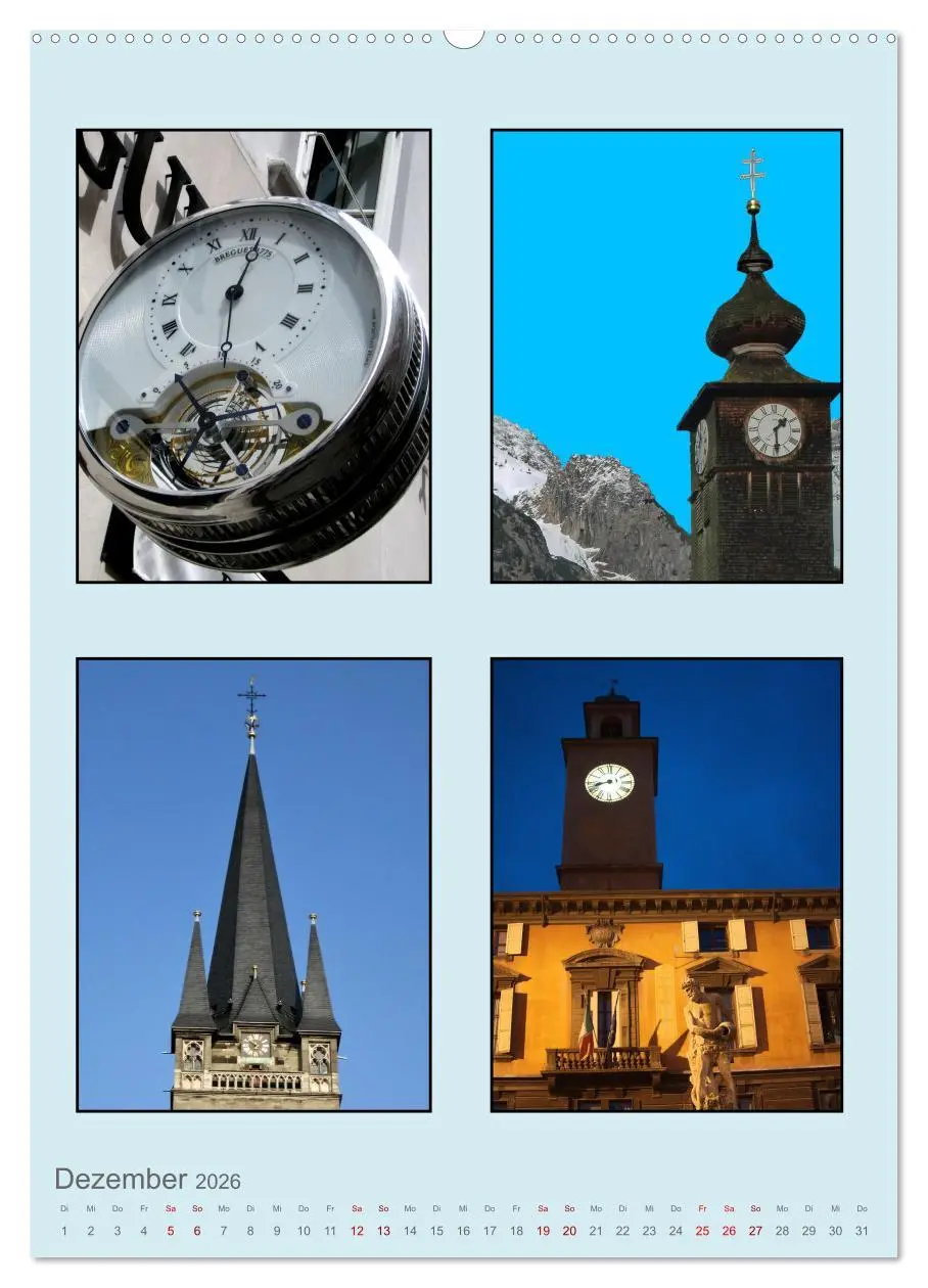 Bild: 9783516351972 | Uhr-Zeiten (Wandkalender 2026 DIN A2 hoch), CALVENDO Monatskalender