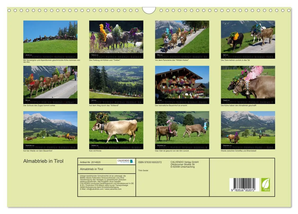 Bild: 9783516002072 | Almabtrieb in Tirol (Wandkalender 2026 DIN A3 quer), CALVENDO...