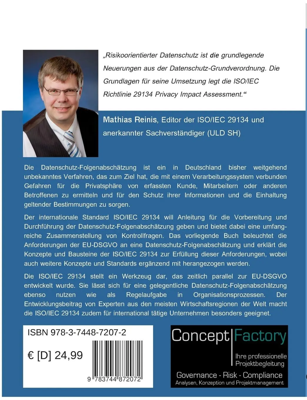 Rückseite: 9783744872072 | Privacy Impact Assessment | Mathias Reinis | Taschenbuch | 136 S.
