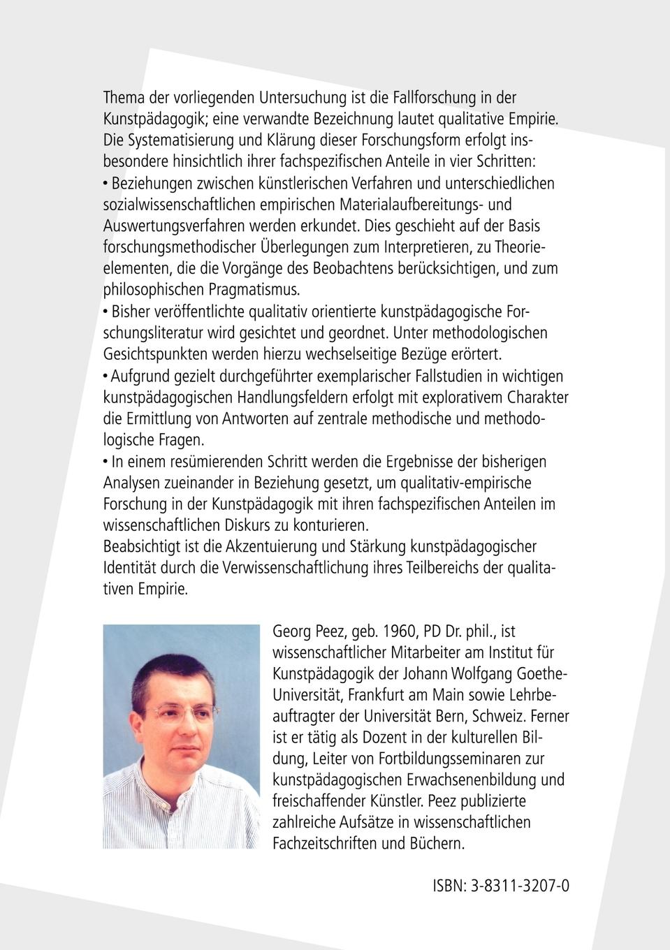Rückseite: 9783831132072 | Qualitative empirische Forschung in der Kunstpädagogik | Georg Peez