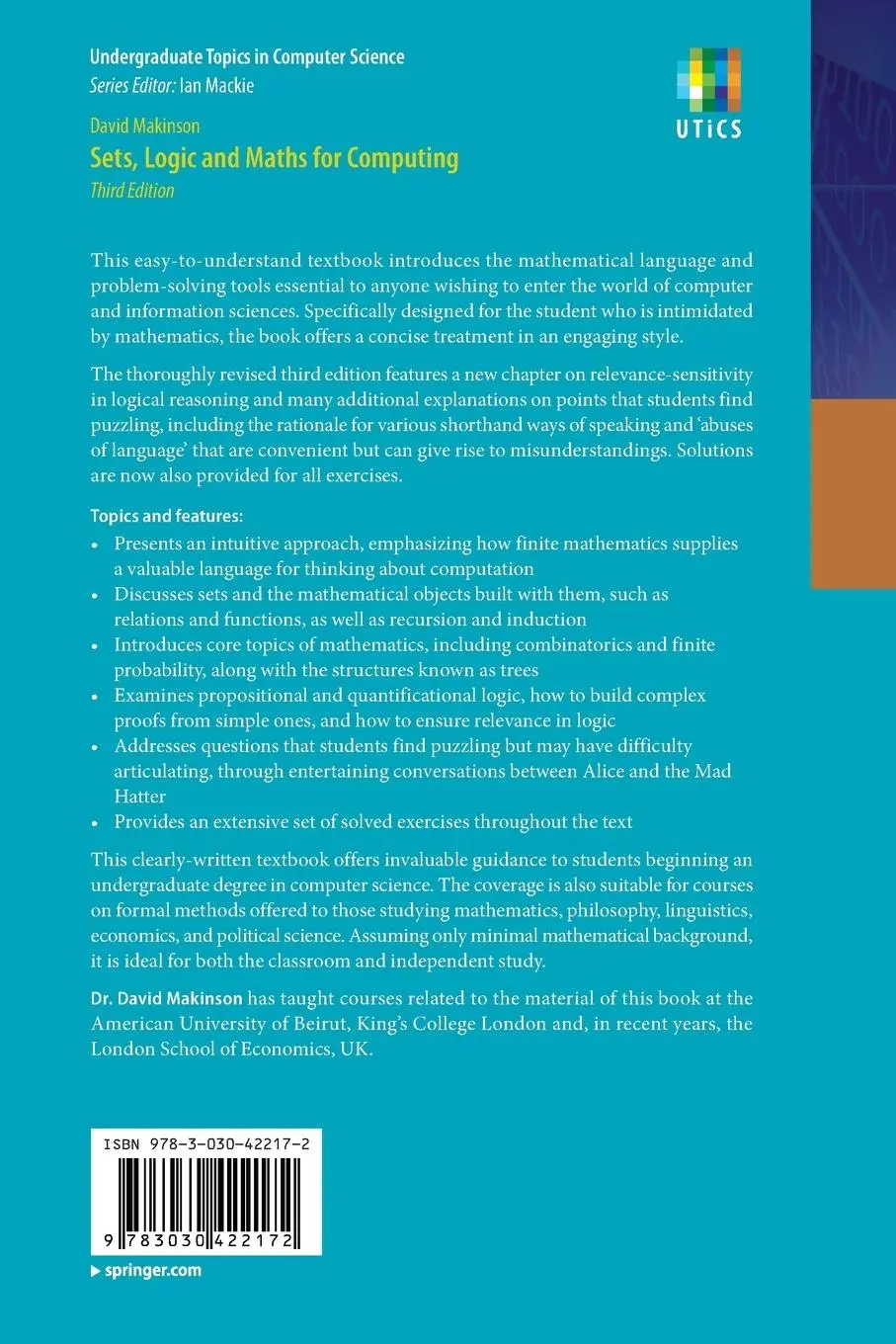 Rückseite: 9783030422172 | Sets, Logic and Maths for Computing | David Makinson | Taschenbuch